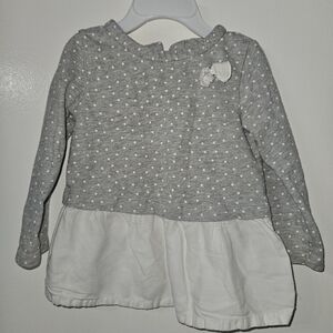 Carter's Gray and White Polka Dot Girls size 24 Month Long Sleeve Top